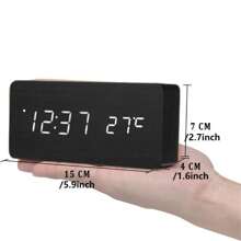 木质数字闹钟，时尚多功能LED闹钟，USB供电，不可使用电池供电，需连接数据线。具备温度显示功能。适用于房间装饰、卧室装饰、宿舍装饰、返校季装饰、开学惊喜、家居装饰、学习用品等。