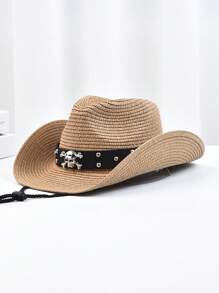 1pc strohoed voor heren mode punk stijl western cowboyhoed panama jazz zon strand hoeden