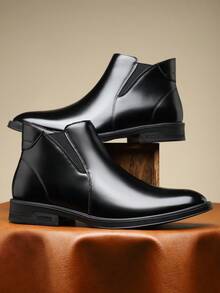 بوت جلدية رسمية للرجال، بوت تشيلسي ذات أصابع مدببة، بوت كاجوال منخفضة الكاحل، متعددة الاستخدامات للخريف/الشتاء