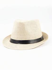 1pc Solid Color Bohemian Style Teardrop Straw Hat, Unisex Jazz Cap, Versatile For Commute & All Seasons