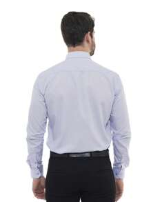 White Slim Long Sleeve Dress Shirt - Lilac - View 5