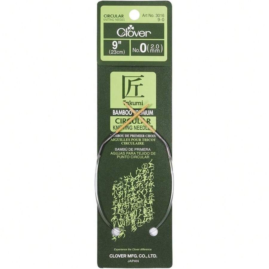 CLOVER Clover Bamboo Circular Knitting Needles Takumi, 9-Inch Size 0