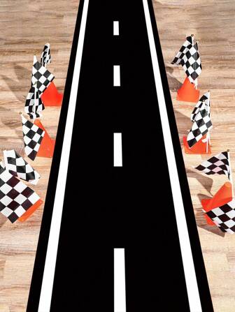 1pc Racing Car Themed Table Runner Racing Track Tablecloth, Black White Checkered Rectangular Runway Fabric Table Runner, Long Racetrack Floor Running Mat, Decorative Runway Cloth, Game Sport Decor Race Car Theme Birthday Decor Party Decor Party Favor, Birthday Gifts, Corridor Mat, Home Decor Living Room Decor Table Decor Kitchen Decor Floor Decor Floor Mat