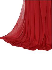 1 件女士新款超大头巾披肩围巾，纯色休闲柔软 - 酒紅色 - 查看 5