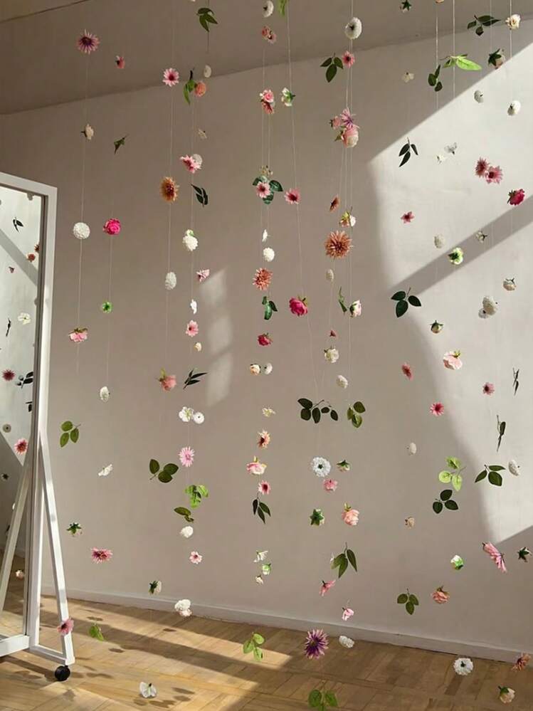 100pcs/Set Hanging Flower Garland Kit DIY Ceiling Flower Set DIY Flower Curtain Material Simulation Flower Pendant Ornaments Floating Flower Wall Hanging Backdrop Photography Design For Wedding Birthday Room Layout Gifts Graduation Home Decor Back To School Room Decor School Supplies - Multicolor - View 6
