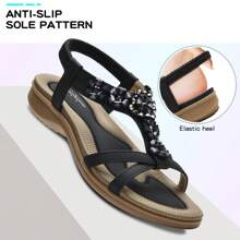 LITTLEPLUM Flache Damensandalen mit Strassperlen Damensandalen - Schwarz - Übersicht 4