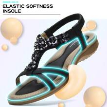 LITTLEPLUM Flache Damensandalen mit Strassperlen Damensandalen - Schwarz - Übersicht 6