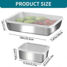 Bộ hộp đựng thực phẩm bằng thép không gỉ 1/3/6 chiếc có nắp, hộp đựng đồ nhà bếp, khay đông lạnh, đĩa đựng đồ nướng, an toàn cho lò nướng, an toàn cho tủ lạnh và máy rửa chén - Nhiều màu - Xem 2