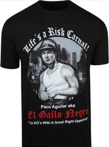 Camiseta para hombres inspirada en el estilo  con estampado digital de 220 g homenajeando a la película Blood in Blood Out, la camisa "Vatos" - Negro - Ver 1