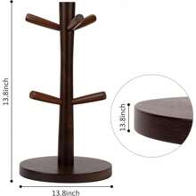 Wood Mug Tree 1 Pack, Steady Mug Organizer Stand For Countertop, Mug Holder For Coffee Bar Accessories And Décor Organizer Station(MH271)