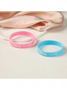 20 pezzi Braccialetti di rivelazione del sesso del bambino per festa di genere, blu/rosa, braccialetti in silicone per la rivelazione del genere per decorazioni festa di nascità - blu rosa - Visualizzare 5