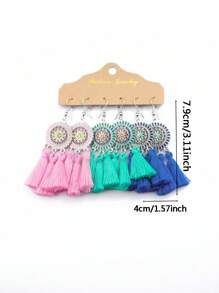 TopHanqi Bộ 12 đôi hoa tai phong cách kỳ nghỉ cổ điển dành cho nữ, hoa tai hình hoa hướng dương tua rua nhiều màu sắc cá nhân hóa, quà tặng ngày lễ bãi biển, phụ kiện tiệc đa năng - Nhiều màu - Xem 8