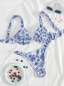 Dwuczęściowy zestaw bikini dla kobiet, europejski i amerykański nowy modny strój kąpielowy, oddzielny kostium z fiszbinami, szeroki pasek, elastyczny pas, świeży styl na wakacje na plaży