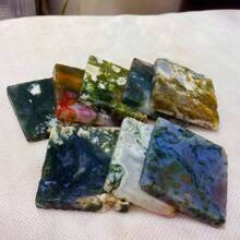 1pc Unpolished Natural Green Agate Slice, Raw Green Agate Stone, Quartz Crystal Slice, Science Educational Specimen, Natural Therapy, Healing Stone, Manifestation Stone, Wicca, Crystal DIY Material, Gift For Boyfriend, Girlfriend, Kids, Crystal Specimen, Men & Women Gift, Crystal Healing, Crystal Gift; Size 6cm+, Each Natural Green Agate Slice Has Unique Patterns, Random Shipment, Please Do Not Purchase If You Mind These Variations - Water Grass Agate - View 1