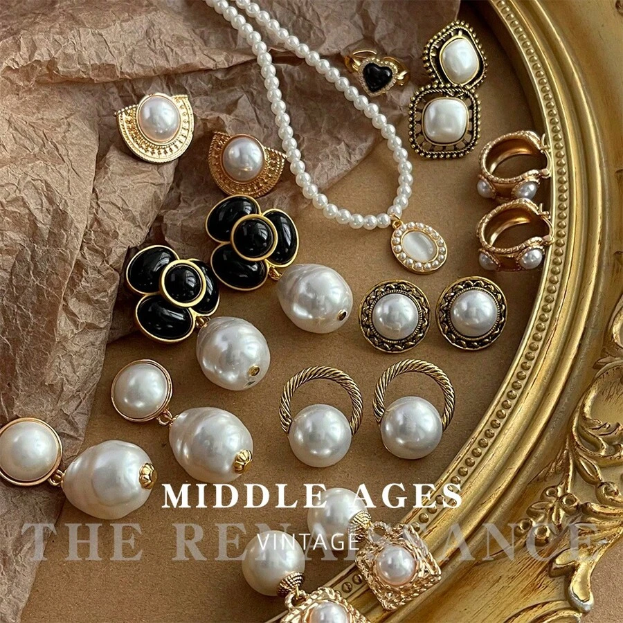 Hoa tai đính ngọc trai giả phong cách Baroque nhẹ, thích hợp để đeo hàng ngày - 3470 - Xem 1