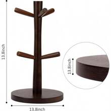 Wood Mug Tree 1 Pack, Steady Mug Organizer Stand For Countertop, Mug Holder For Coffee Bar Accessories And Décor Organizer Station(MH271)