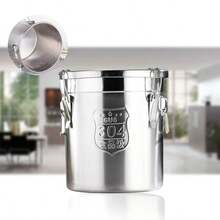 6L Stainless Steel Food Containers Grain Cereal Airtight Canister Bucket With Locking Clamp - 6L - Xem 2