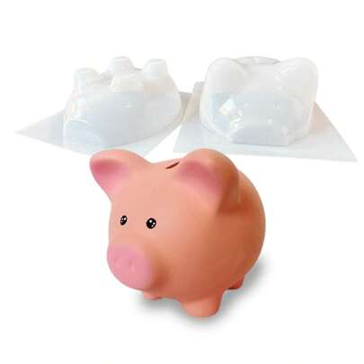 Creaciones Marypao Molde Para Alcancia De Yeso Cerdito Grande 14.5 X 16.5x13 Cm