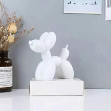 1 pieza Estatua de perro globo de resina, decoración moderna del hogar para sala de estar, dormitorio, estantería, escritorio, estatua de arte animal minimalista, mejor regalo