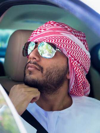 1pc Men's Kaffiyeh Headwrap, Outdoor Scarf, Desert Square Turban, Windproof, Unisex