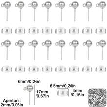 20pcs Stainless Steel Earring Making Kit With Round Beads And Butterfly Earring Backs - DIY Earrings Jewelry Making Set