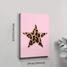 1pc Framed Canvas Poster, Pink Leopard Star Wall Art Canvas Paintings, Ideal Gift For Bedroom Living Room Corridor, Wall Art, Wall Decor, Winter Decor, Room Decoration - 彩色 - 查看 9