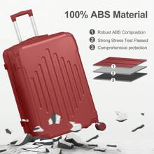 SUNROAD 3 Piece Travel Suitcase With Corner Protectors, 20/24/28 Inch, Durable Hard Shell, 360 Degree Spinner Wheels, Multifunctional, Large Capacity, Lightweight, Fashionable Multicolor - 3 in 1酒紅色 - 查看 9