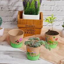 10 Sets Garden Paper Craft Kit Planting Kit Pot Foam Flower Pots Bulk Craft Kits Flower Planting Growing Kit Flower Pot Crafts For DIY Painting - Multicolor - View 5