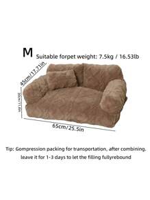 四季宠物沙发床，可拆卸可洗猫狗宠物床窝，宠物用品 - 棕色 - 查看 11