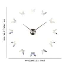 Clock Decoration Butterflies Silouette Frameless Wall Clock DIY 3D Acrylic Large Wall Clock Mirror Effect With Back Rubber For Wall Watch Home Decor - Silver - View 9