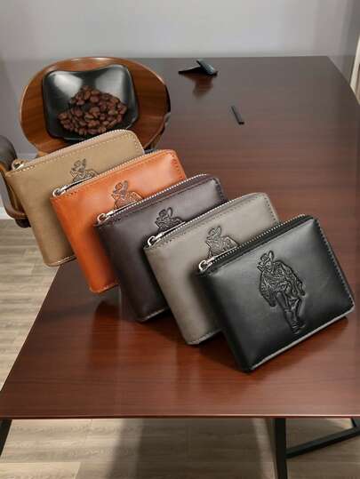 Carteira Masculina Dobrável,, Modelo Curto/Longo, Com Estampa De Pele De Cobra, Design Em Blocos De Cores, Fechamento Com Zíper, Estilo Clássico, Ideal Para Namorado/Marido, Versátil, Perfeita Para Viagens Internacionais, Carteira Moderna Com Vários Compartimentos Para Cartões E Moedas, Formato Horizontal.