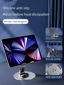 1pc Metal Rotatable & Foldable Phone/Tablet Stand, Suitable For Desktop, Live Streaming, And Video Watching