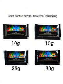 1 包彩色魔法火焰粉，适用于派对、庆典、壁炉、户外篝火、圣诞节和其他场合，可营造绚丽的火焰效果。