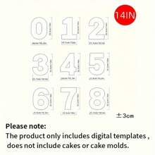 9pcs 0-8 Number Cake Baking Mold, Digital Cake Fondant Molds, Cookies, Sweet Desserts And Pastry Decorating Baking Tools, 12/14 Inch - Milky - View 3