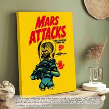 1pc Unframed Canvas Poster, Vintage Art, The Martians Are Coming! Movie Posters, Classic 90s Vintage Wall Movie Art Print Photos, Bedroom Living Room Hallway, Wall Art, Wall Decor, Winter Decor, Room Decor Ideal Gift, Posters, Wall Art, Room Decoration Stuff,Modern, Quotes Gifts Birthday Graduation