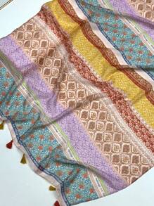 Women's Simple Printed Scarf, Fashion Scarf, New Spring/Summer Sunscreen Beach Shawl, Linen Feel Shawl For Women - Multicolor - View 9