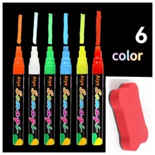 Set da 7 pezzi, include 6 pennarelli per lavagna liquida colorati e 1 spugna cancellabile, colori vivaci, lavabili, a base d'acqua, con punte reversibili, adatti per adulti per uso in ufficio, ristorante, lavagna o forniture scolastiche, ritorno a scuola
