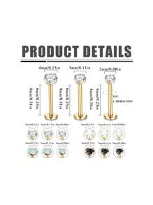 12 件蛋白石 CZ 锆石唇环女式男式 16G 不锈钢唇钉耳环软骨前螺旋耳屏耳环梦露美杜莎穿孔珠宝 - 唇釘 - 查看 2