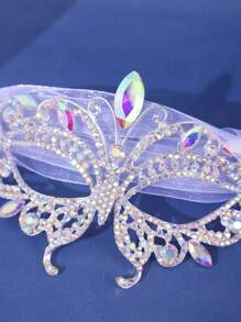 1 Pc Fashionable Holiday Party Mask With Rhinestone Zinc Alloy Jewelry Accessory - Multicolor - View 4