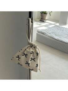 1PC S/L Bow Drawstring Mini Bag, Travel Portable Storage Bag, Storage Hanging Bag Holiday Essentials Holiday Travel Essentials Travel Bag Travel Accessories