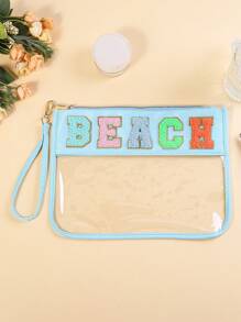 1pc Envelope Style Semi-Transparent PU Coated Paper Cosmetic Bag/Pouch, Suitable For Daily Use And Travel (Accessories Not Included) - Multicolor - View 6