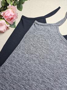 Simple Casual Regata Plus Size G1 Veste 48/50 - Áo vest G1 KIT2 màu đen + xám - Xem 2