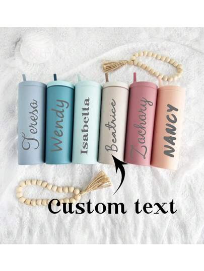 Garrafa de Água Personalizada de 16 oz na Cor Macaron com Canudo, Garrafa de Água Personalizada para Dama de Honra, Garrafa de Água para Festa de Casamento, Garrafa de Água com Canudo para Despedida de Solteira, Copo de Praia de Feriado na Cor Macaron, Cor Dopamina, Garrafa de Água, Presente para Amigos, Presente para Mãe, Presente Dia das Mães, Presente de Aniversário, Multifuncional, Durável, Ornamental, Reutilizável, Requintada, Estilosa, de Alta Qualidade, Colorida, Moderna, Personalizada, Única, Casa, Jardim, Escritório, Romance Delicado