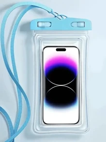 1 件可定制文字防水手机袋，防震触摸屏透明防水手机袋，适用于潜水、桑拿、淋浴、防污染、可拆卸肩带和手柄