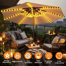 ZNYCYE - Paraguas de patio, luces solares para patio al aire última intervensión con 8 modos de iluminación, clip de panel solar más grande mejorado, 5 V, 152 LED, paraguas impermeable al aire última