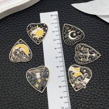 3/6pcs Black Alloy Enamel Charms Vintage Tarot Sun Star Moon Gothic Tarot Heart Shaped Charms For DIY Jewelry Crafts Making