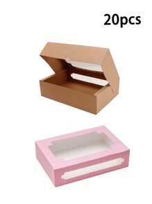 10pcs Clear Window Bakery Boxes For Donuts, Candies, Macarons And Other Snacks, Desserts Gift Box, Suitable For Festivals, Birthdays, Party Favor Boxes Gift Bag Party Kitchen School Supplies Food Bag Food Box Suitable For Candy Chocolate Cookies Etc.