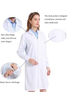 Bata Laboratorio Con Bolsas - Blanco - Ver 3