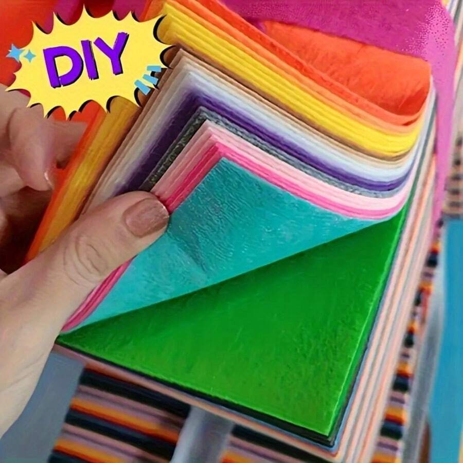 40pcs Soft Felt Sheets, Multi-Color Options, Ideal For DIY Handicrafts, Embroidery, Needle Felting And Sewing Projects - Multicolor - View 1