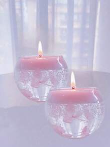 1 caja 1 taza Vela con flores flotantes rosa y perfumada, vela aromática de ambiente para la sala de estar, dormitorio y estudio, vela decorativa como regalo para amigos, accesorio romántico para crear ambiente - Rosa - Ver 2